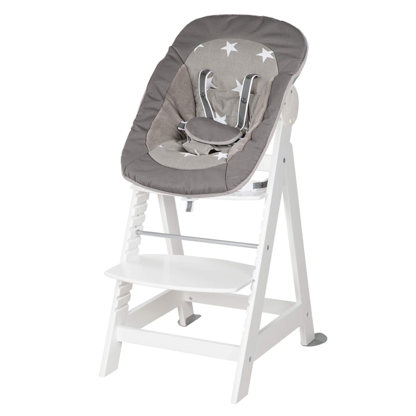 ROBA Chaise Haute Évolutive Born Up + Transat Little Stars - Blanc/gris - - Divers