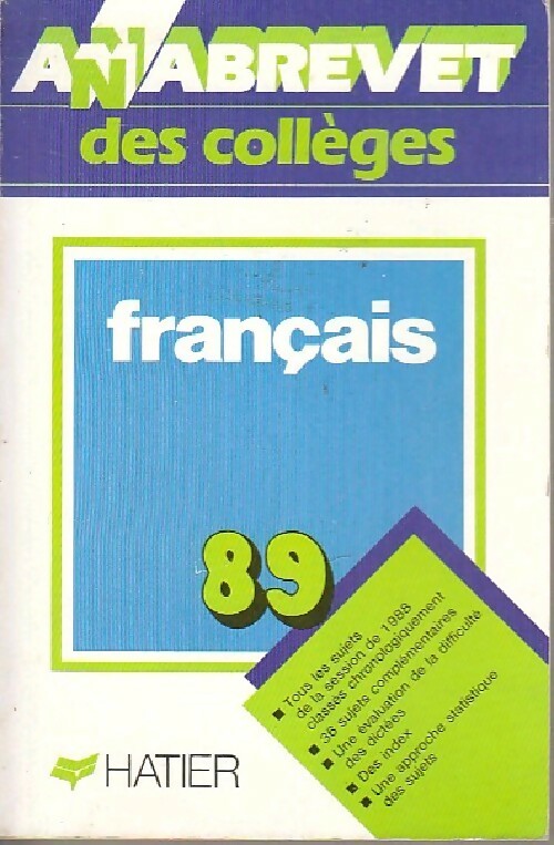 Français Brevet Sujets 1989 - Evelyne Amon - Livre