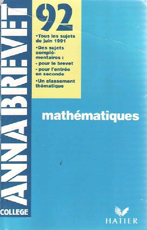 Mathématiques 1992 - Bernard Demeillers - Livre