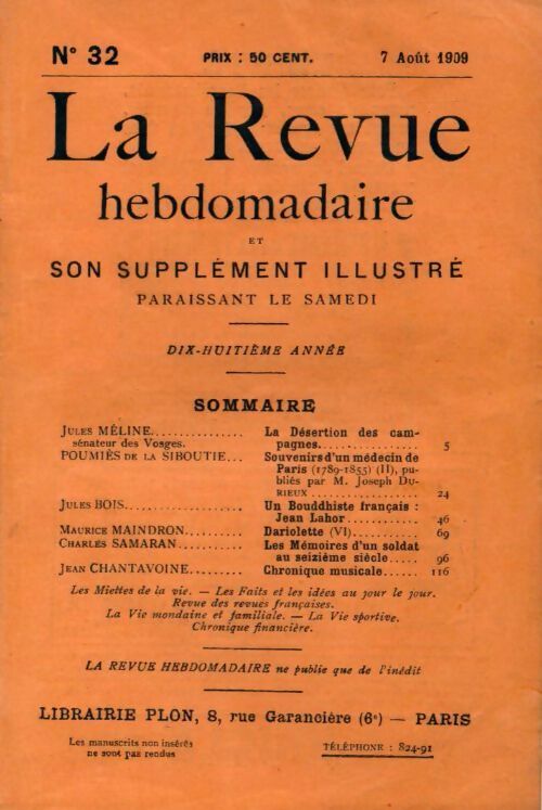 La revue hebdomadaire 18e année n°32 - Collectif - Livre