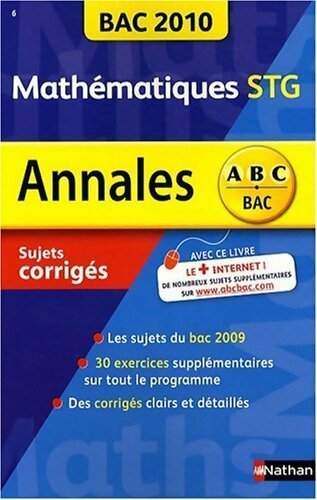 Mathématiques Terminale STG Sujets corrigés - Michel Poncy - Livre
