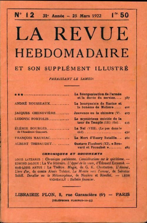 La revue hebdomadaire 31e année n°12 - Collectif - Livre