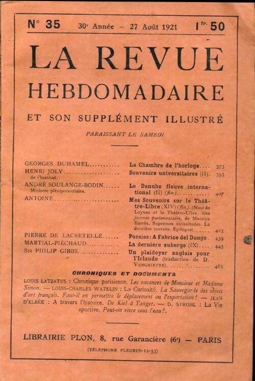 La revue hebdomadaire 30e année n°35 - Collectif - Livre