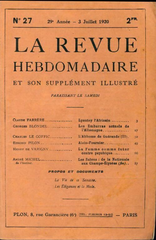 La revue hebdomadaire 29e année n°27 - Collectif - Livre