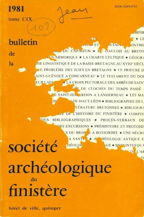 Bulletin de la société archéologique du Finistère Tome CIX - Collectif - Livre