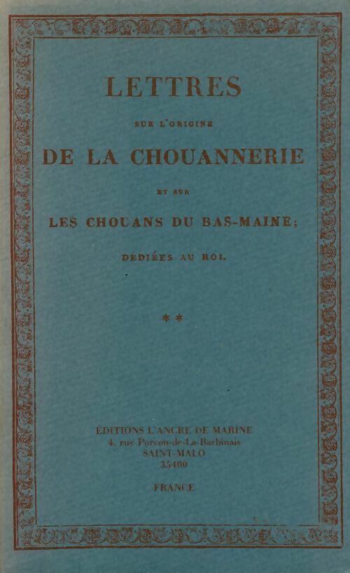 Lettres sur l'origine de la Chouannerie Tome II - Duchemin - Livre