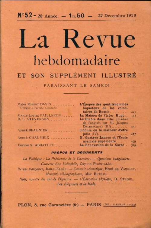 La revue hebdomadaire 28e année n°52 - Collectif - Livre