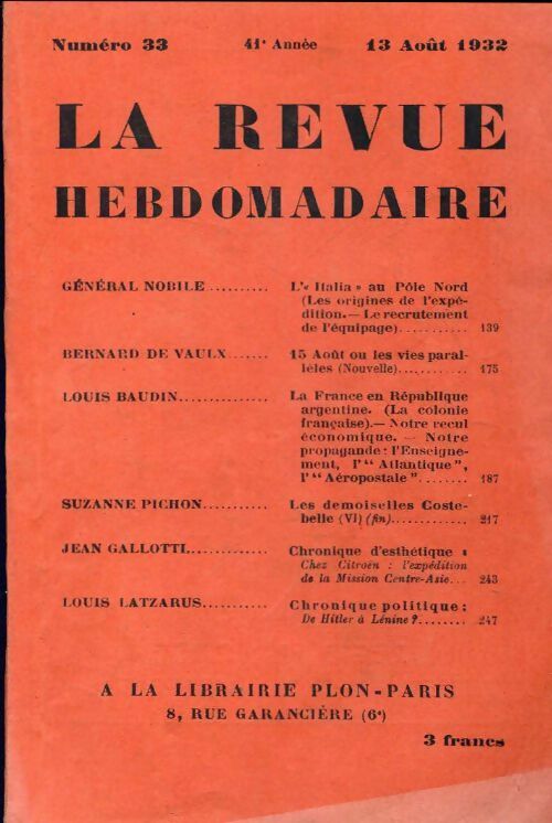 La revue hebdomadaire 41e année n°33 - Collectif - Livre