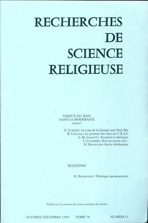 Recherches de science religieuse n°78-4 - Collectif - Livre