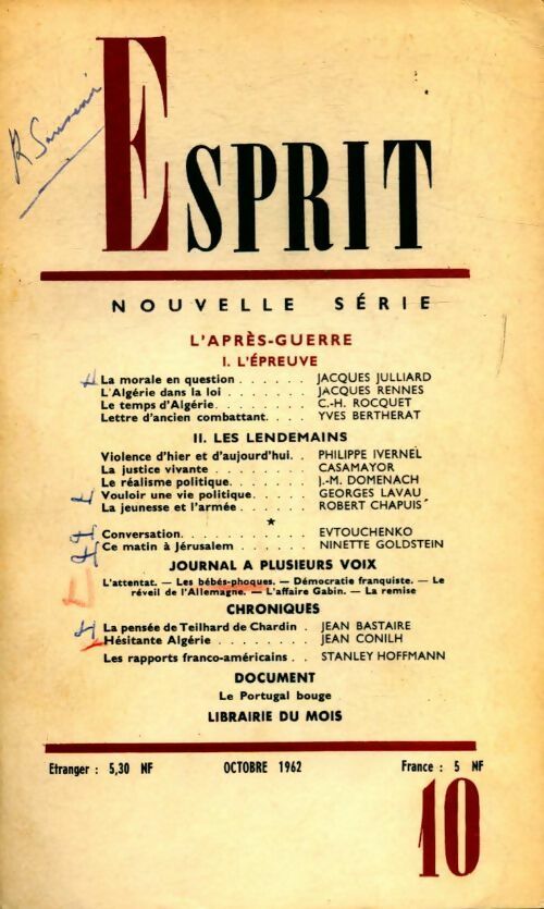 Esprit n°310 : L'après-guerre - Collectif - Livre