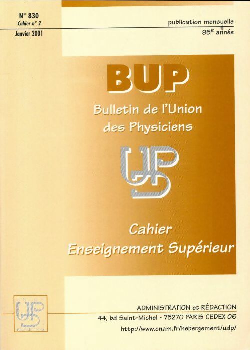 Bulletin de l'union des physiciens n°830 cahier n°2 - Collectif - Livre