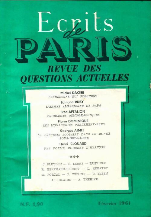 Ecrits de Paris n°190 - Collectif - Livre