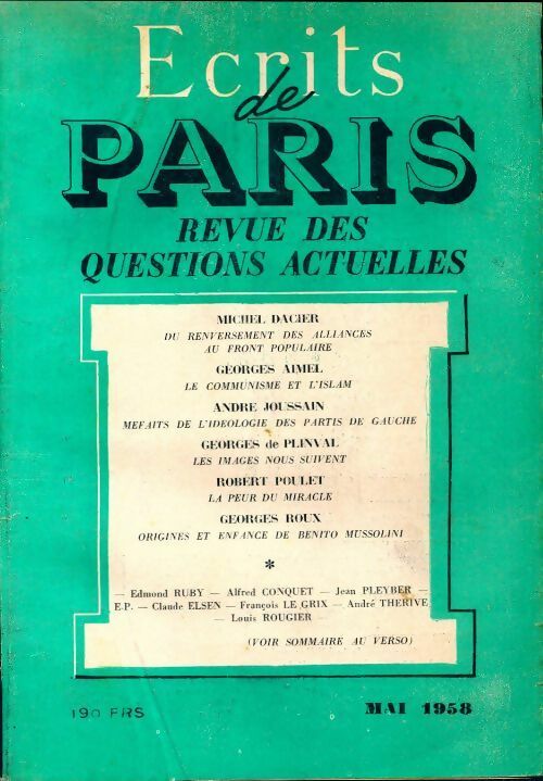 Ecrits de Paris n°160 - Collectif - Livre