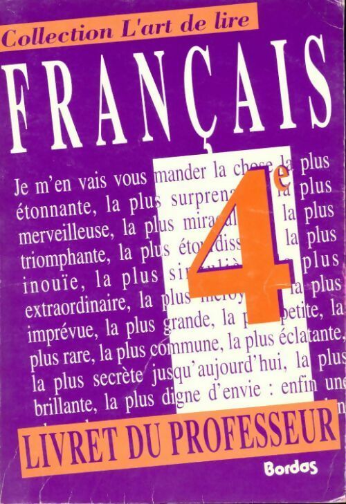 Français 4e livret du professeur - Françoise Colmez - Livre