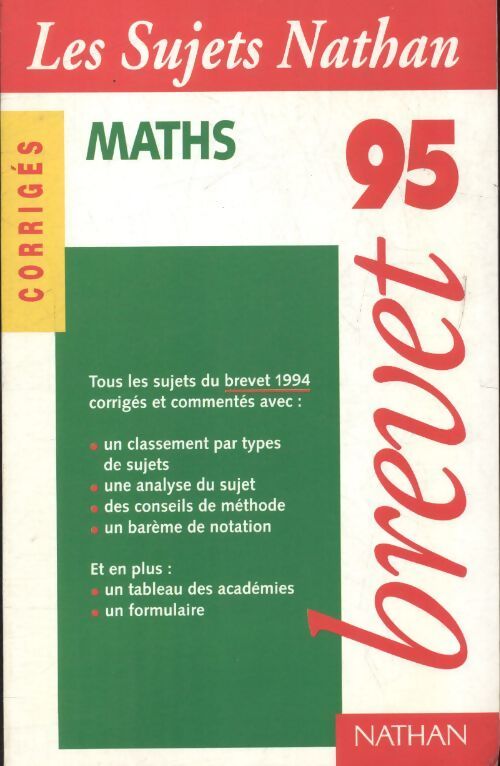 Maths brevet sujets corrigés 95 - Collectif - Livre