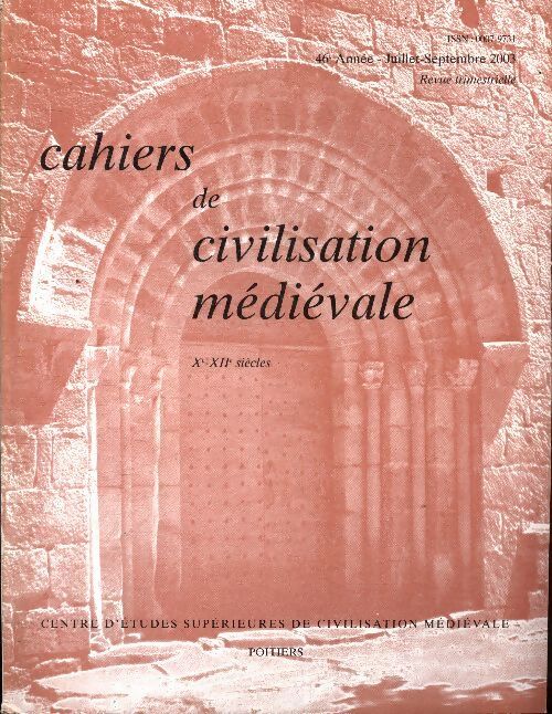 Cahiers de civilisation médiévale n°183 - Collectif - Livre