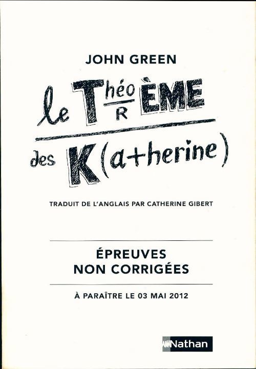 Le théorème de Katherine - John Green - Livre