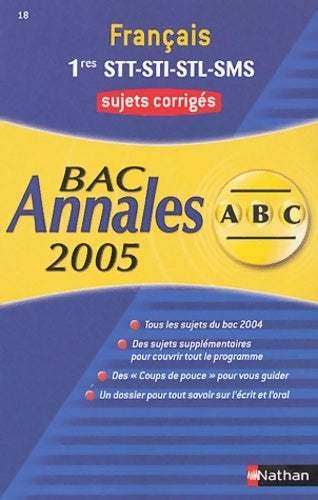 Français sujets corrigés Premières STT, STI, STL, SMS - Inconnu - Livre
