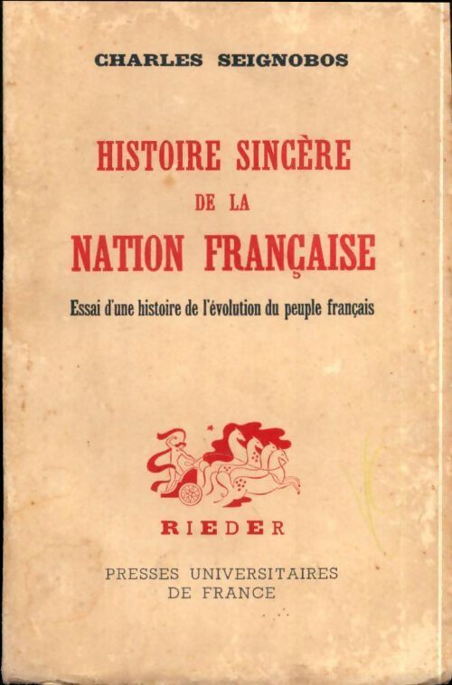 Histoire sincère de la nation française - C. Seignobos - Livre