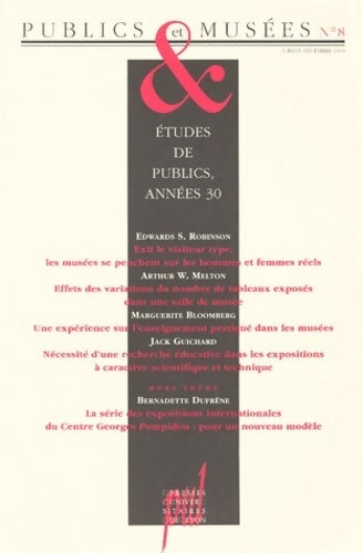 Publics & musées n°8 : Etudes de publics années 30 - Collectif - Livre