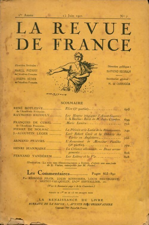 La revue de France 1ère année n°7 - Collectif - Livre