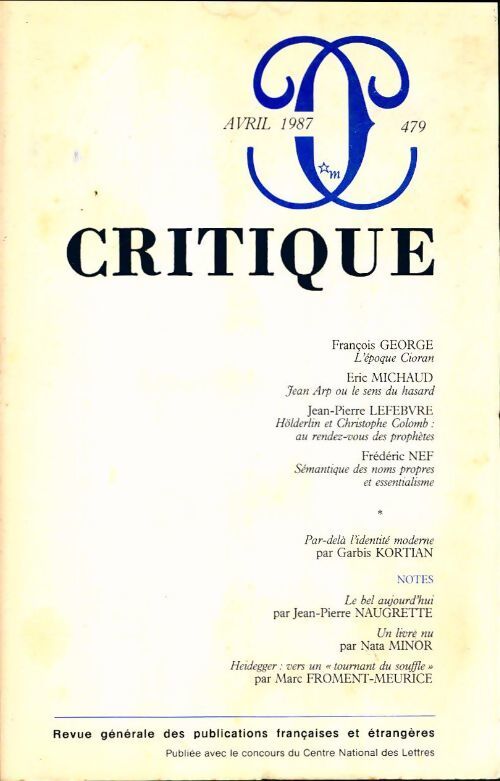 Critique n°479 - Collectif - Livre