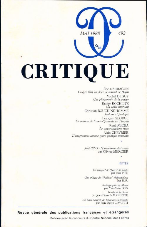 Critique n°492 - Collectif - Livre