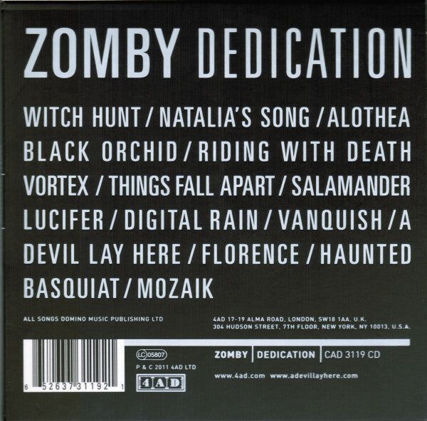 Zomby - Dedication - Zomby - CD