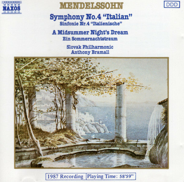 Mendelssohn, Slovak Philharmonic, Anthony Bramall - Symphony no. 4 italian, a midsummer night's dream - Mendelssohn, Anthony Bramall, Slovak Philharmonic - CD