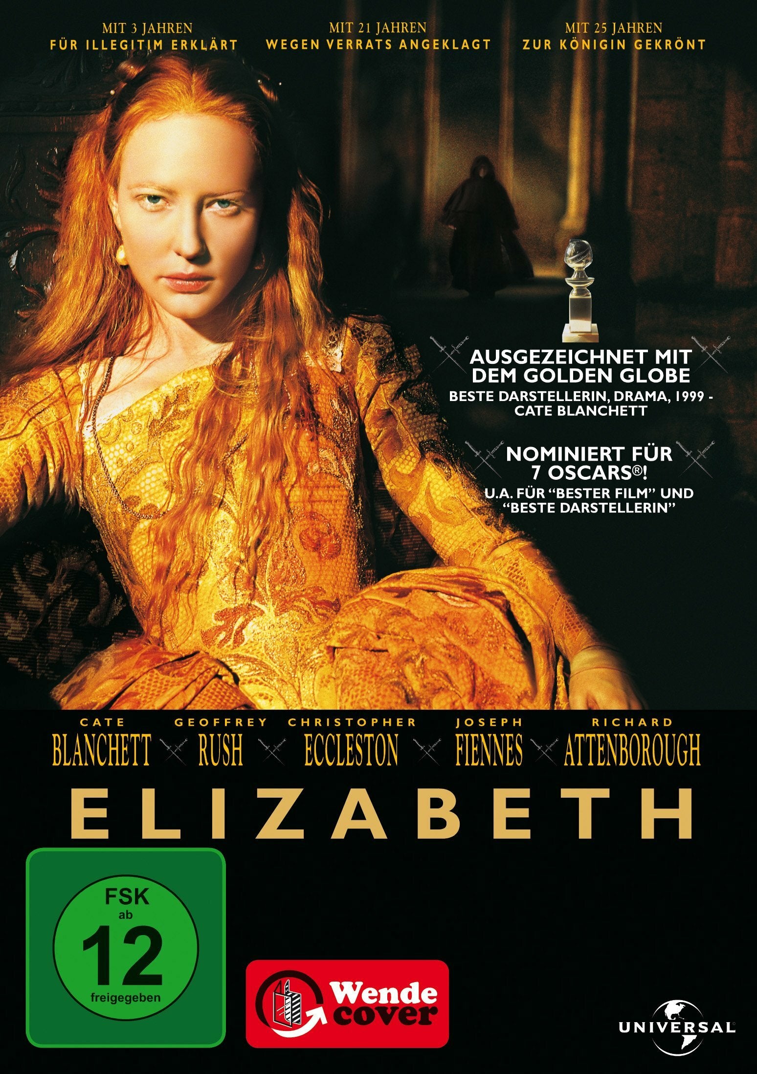 Elizabeth - Richard Attenborough, Fanny Ardant, Shekhar Kapur, Geoffrey Rush, Cate Blanchett, Joseph Fiennes, Christopher Eccleston - DVD