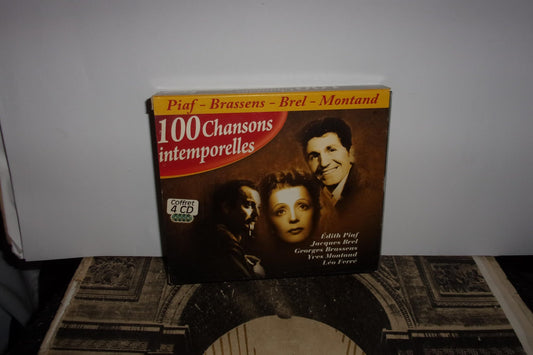 Coffret 4 CD - 100 chansons intemporelles: Piaf - Brassens - Brel - Montand / Piaf - Salvador - Montand - Trenet - Hi tech Vidéo - CD