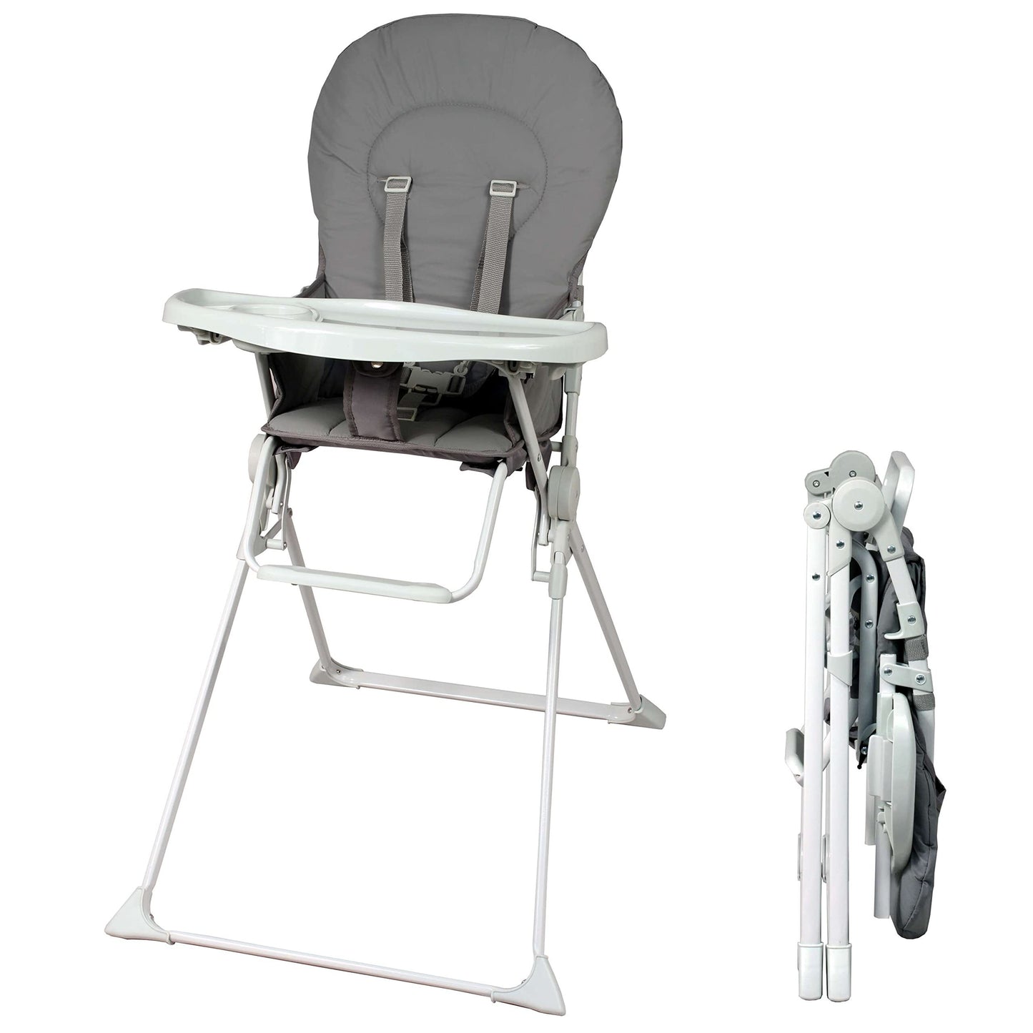 Chaise haute bébé pliable fixe Bambisol | ultra compacte et légère, tablette amovible réglable | grise -  - Divers