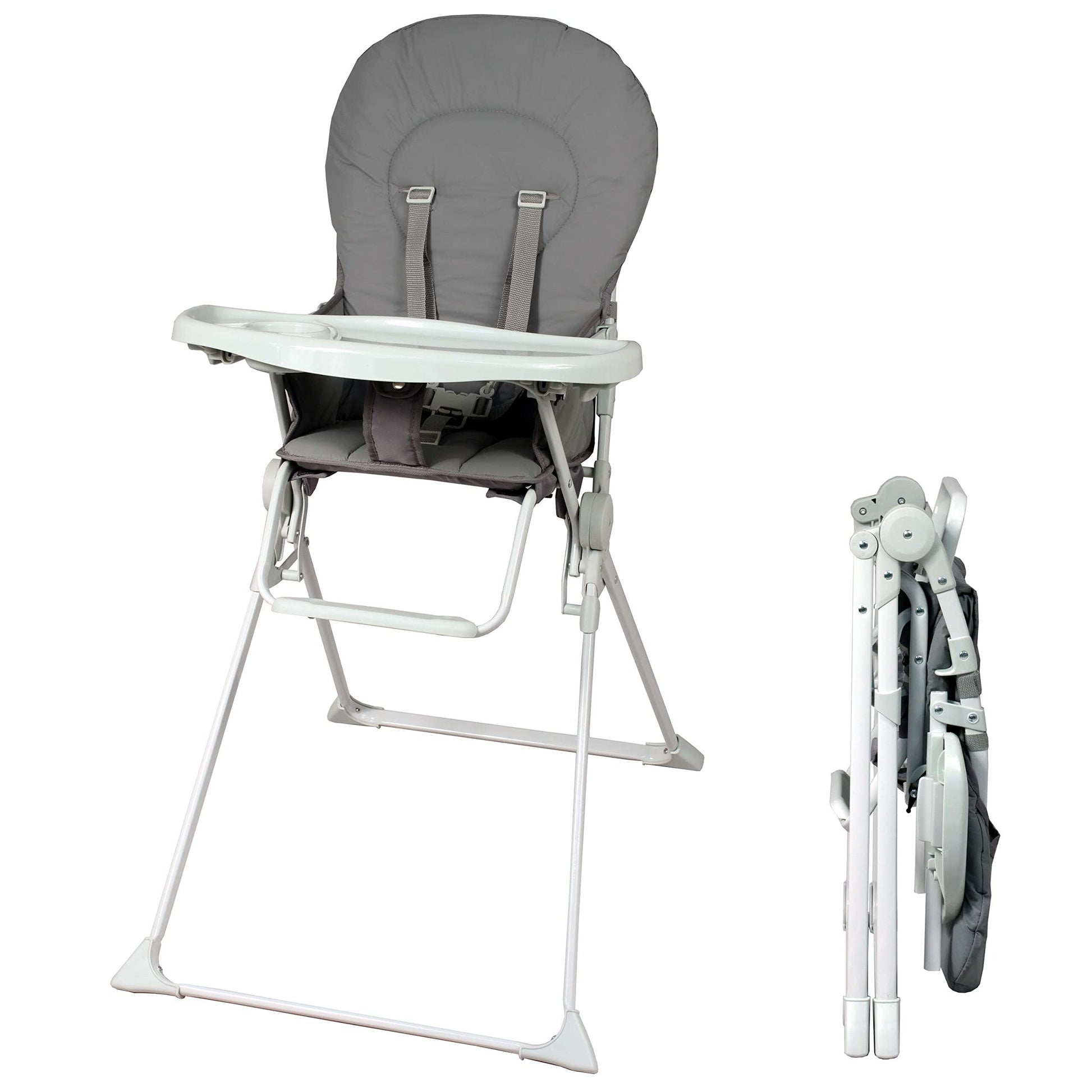 Chaise haute bébé pliable fixe Bambisol | ultra compacte et légère, tablette amovible réglable | grise -  - Divers