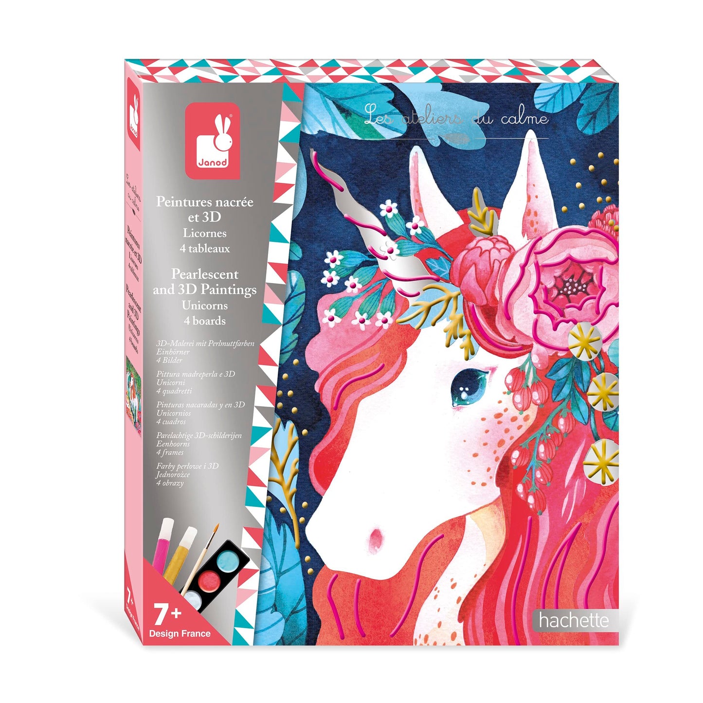 Janod - Coffret peintures nacrées et 3d - 4 tableaux licornes - J07951 -  - jeuSociete