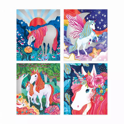 Janod - Coffret peintures nacrées et 3d - 4 tableaux licornes - J07951 -  - jeuSociete