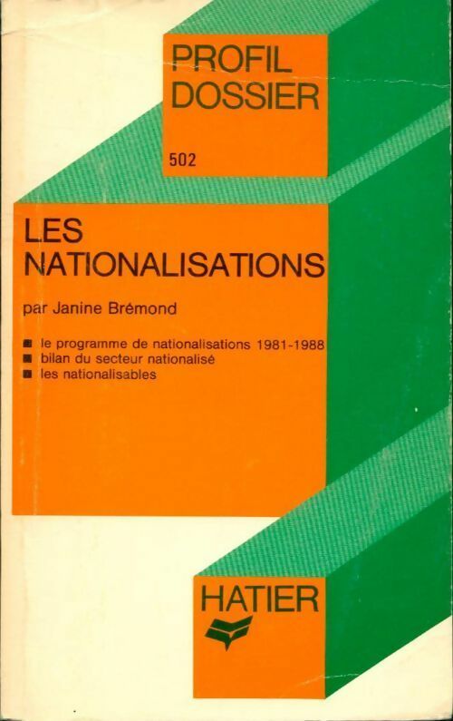 Les nationalisations - Janine Brémond - Livre