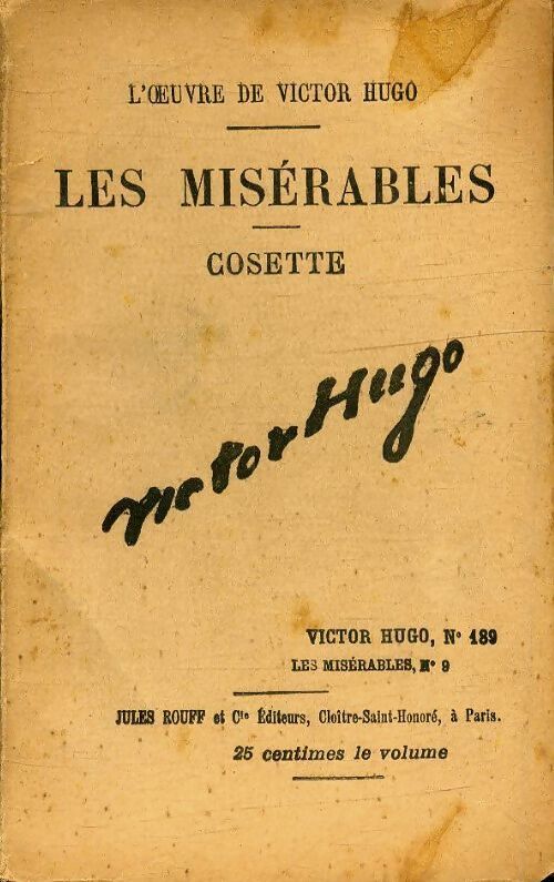 Les misérables Tome IX :  Cosette - Victor Hugo - Livre