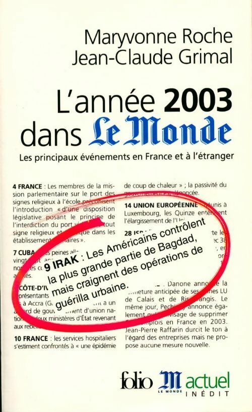 L'année 2003 dans Le Monde - Maryvonne Roche, Jean-Claude Grimal - Livre