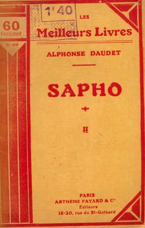 Sapho Tome II - Alphonse Daudet - Livre