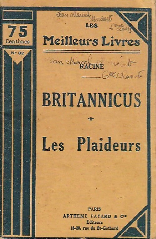 Britannicus / Les plaideurs - Jean Racine - Livre
