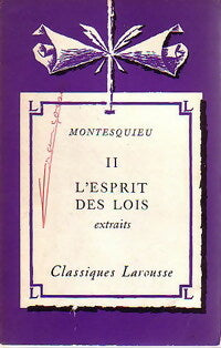 De l'esprit des lois Tome II - Charles De Montesquieu - Livre