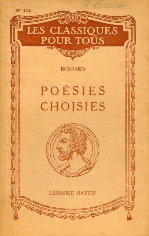 Poésies choisies - Pierre De Ronsard - Livre