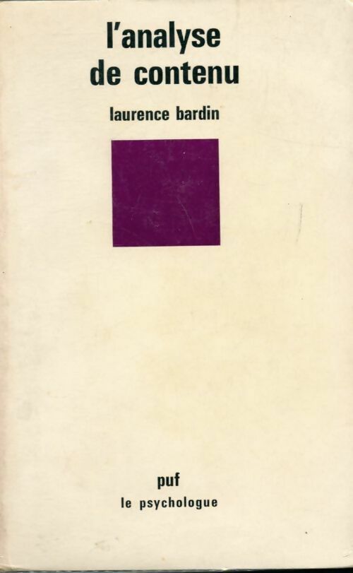 L'analyse de contenu - Laurence Bardin - Livre