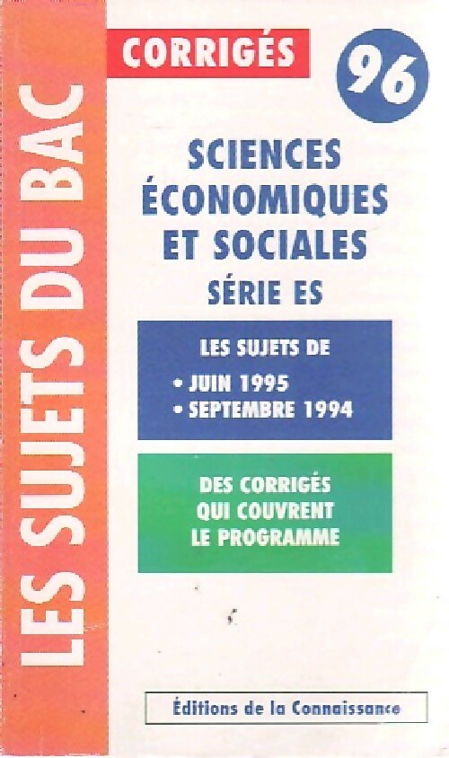 Sciences économiques et sociales : Série ES - Inconnu - Livre
