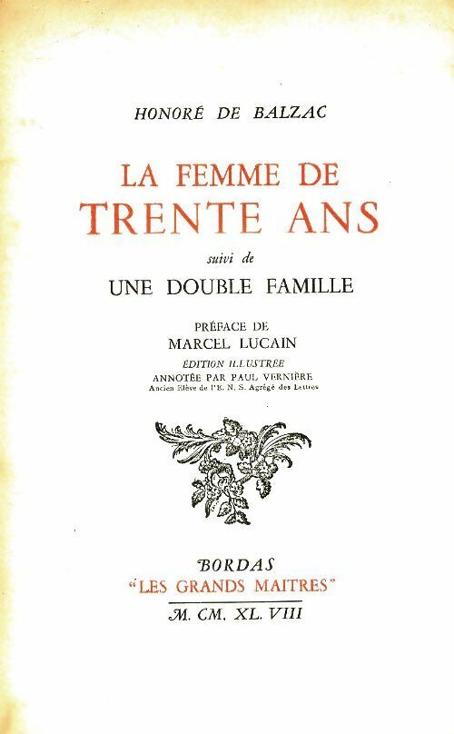 La femme de trente ans / Une double famille - Honoré De Balzac - Livre