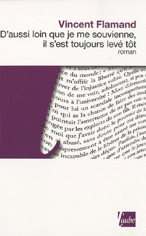 D'aussi loin que je me souvienne, il s'est toujours levé tôt - Flamand - Livre