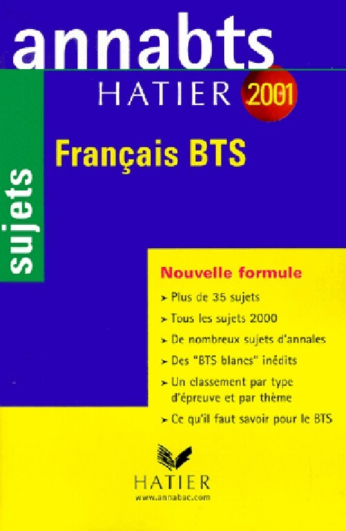 Français BTS sujets 2001 - Anne Boyer-Vidal - Livre