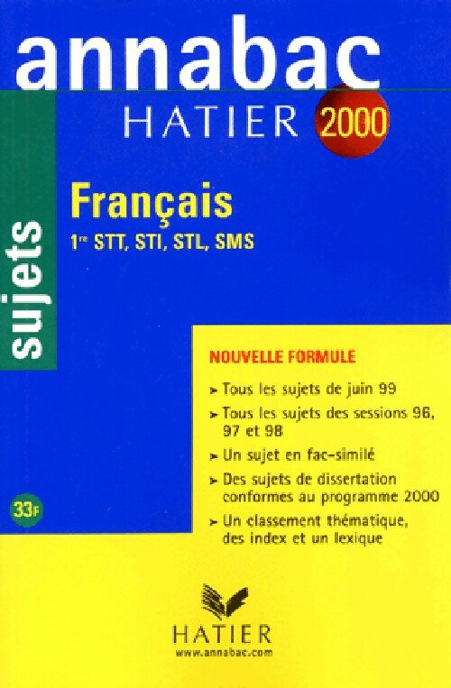 Français 1ères STT, STI, STL, SMS Sujets 2000 - Christine Géray - Livre