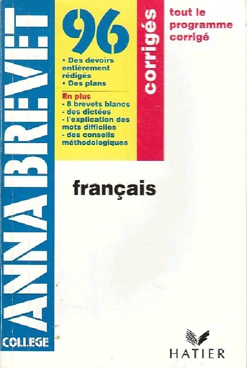Français Brevet corrigés 1996 - Evelyne Amon - Livre