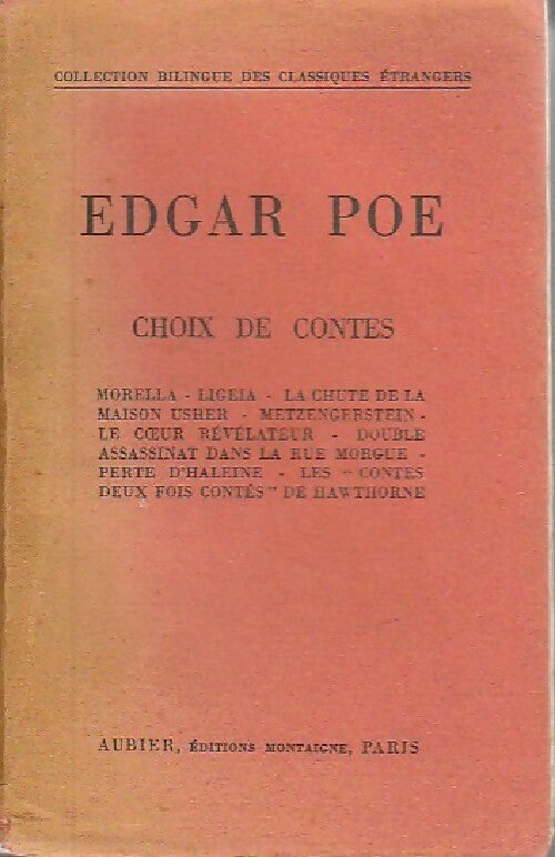 Choix de contes - Edgar Allan Poe - Livre